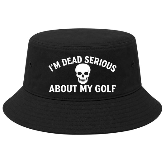 Black Im Dead Serious About My Golf Skull Golf Bucket Hat