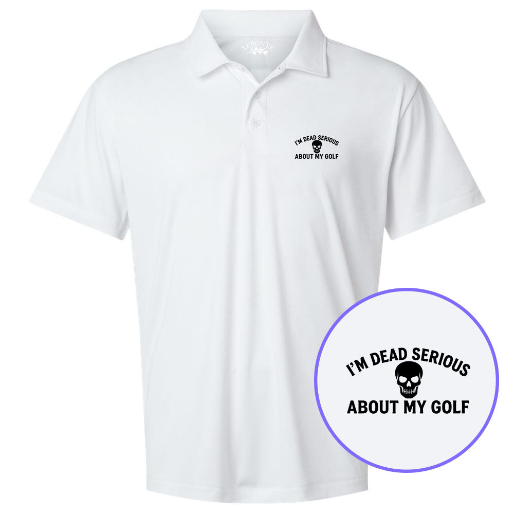 White Im Dead Serious About My Golf Skull Men's Golf Polo Shirt