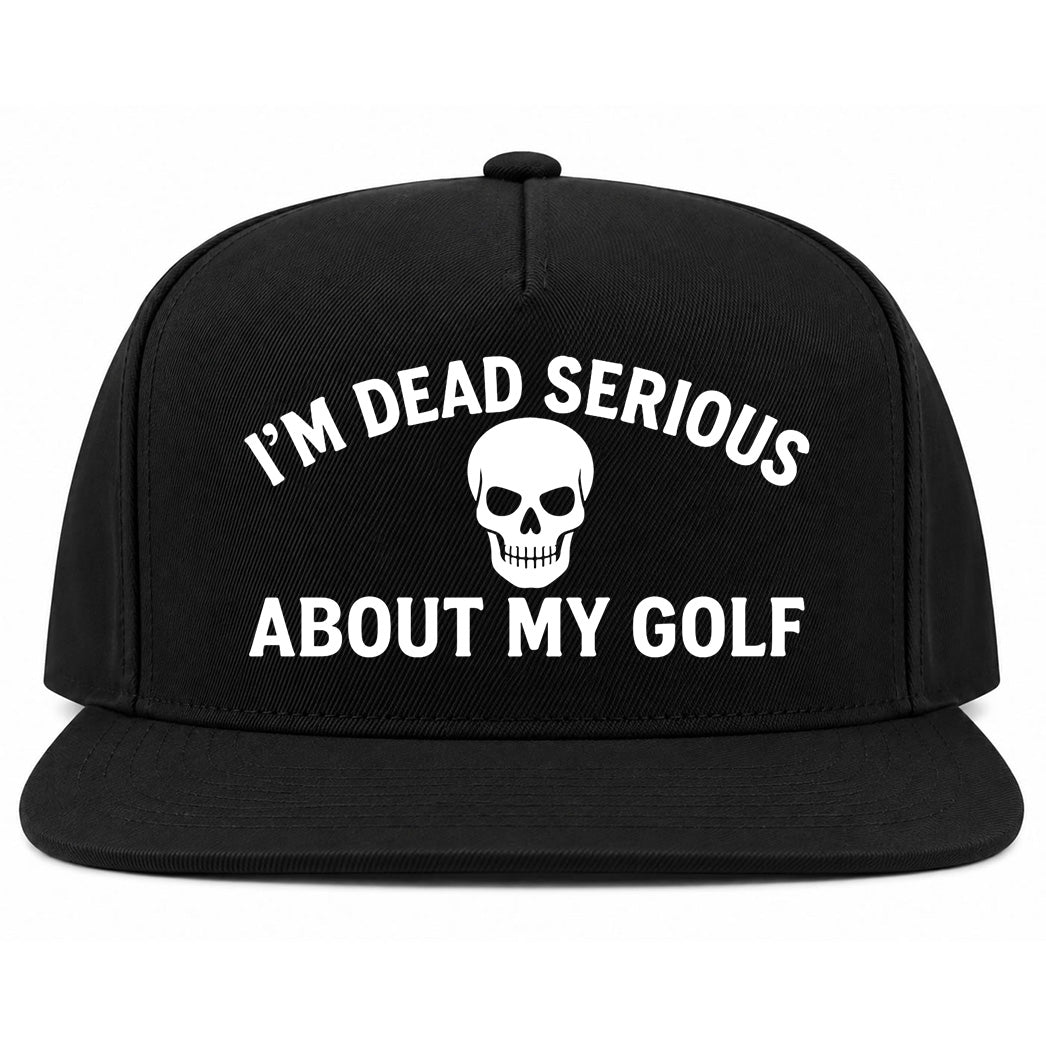 Black Im Dead Serious About My Golf Skull Golf Snapback Hat