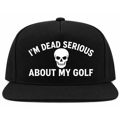 Black Im Dead Serious About My Golf Skull Golf Snapback Hat
