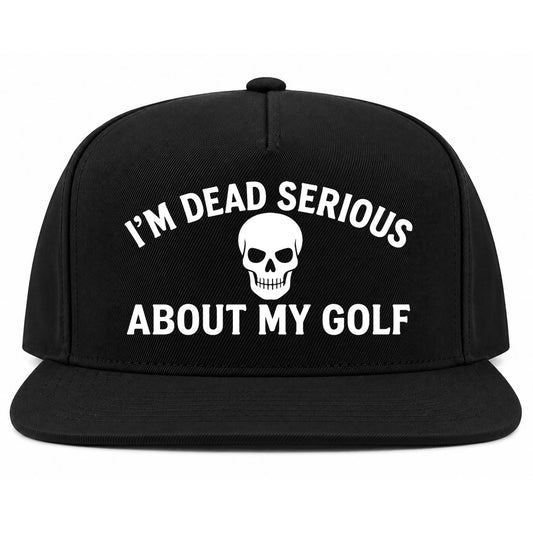 Black Im Dead Serious About My Golf Skull Golf Snapback Hat