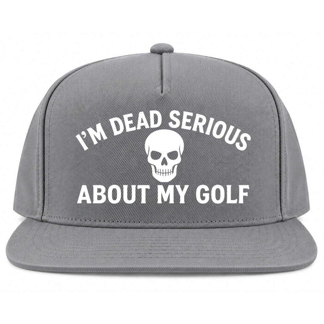 Grey Im Dead Serious About My Golf Skull Golf Snapback Hat