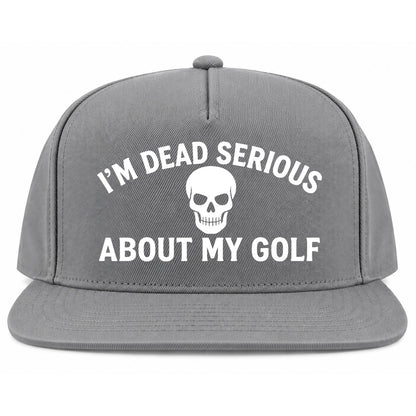 Grey Im Dead Serious About My Golf Skull Golf Snapback Hat