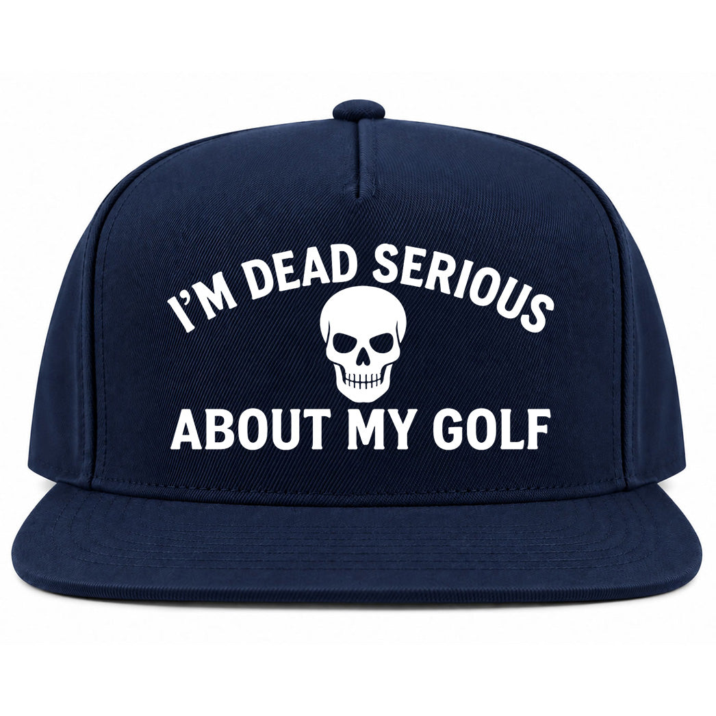 Navy Blue Im Dead Serious About My Golf Skull Golf Snapback Hat