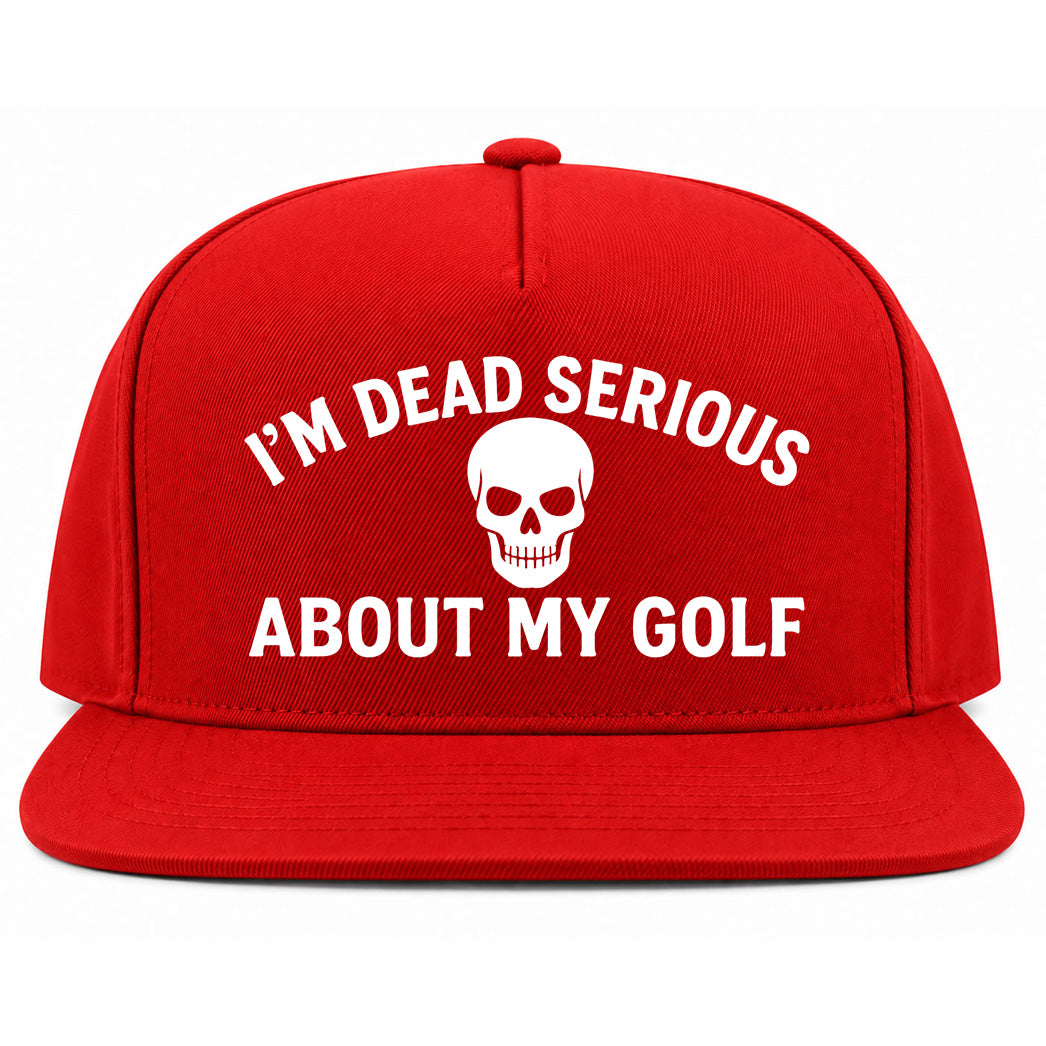 Red Im Dead Serious About My Golf Skull Golf Snapback Hat