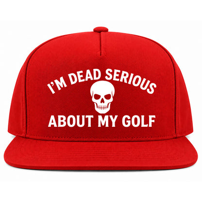 Red Im Dead Serious About My Golf Skull Golf Snapback Hat