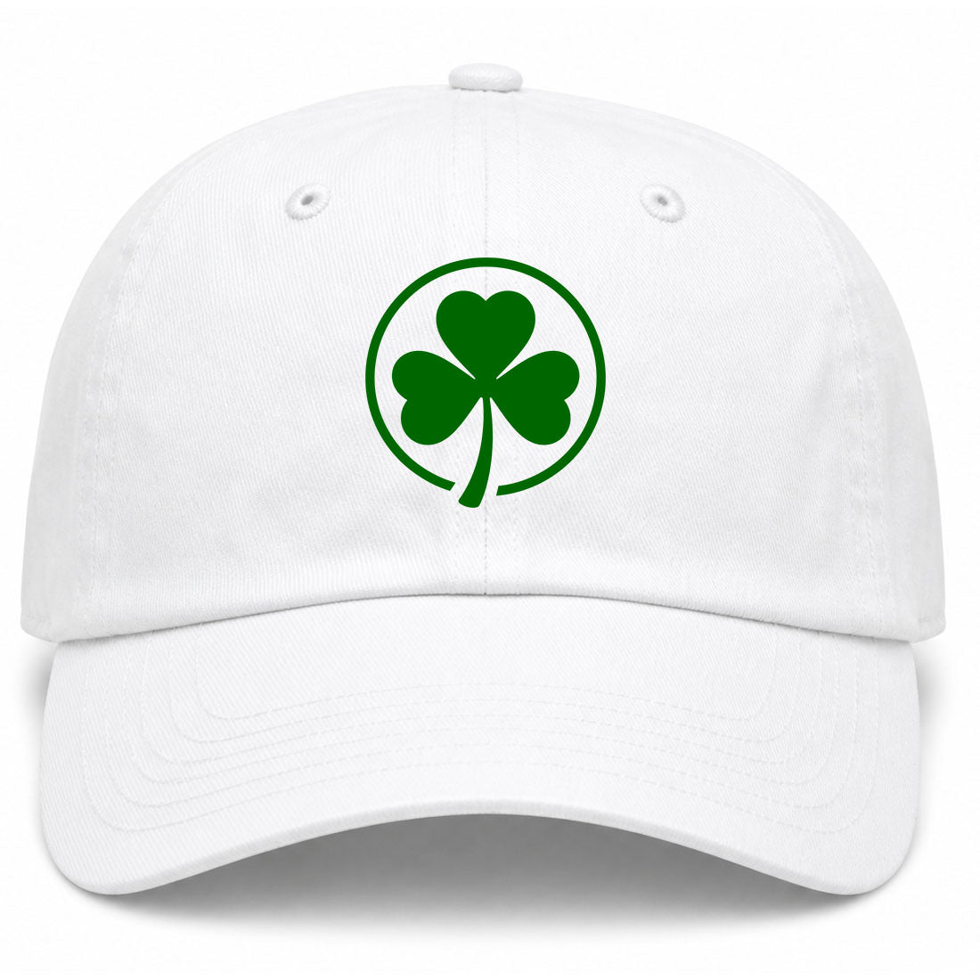 White Irish Shamrock Logo Golf Dad Hat