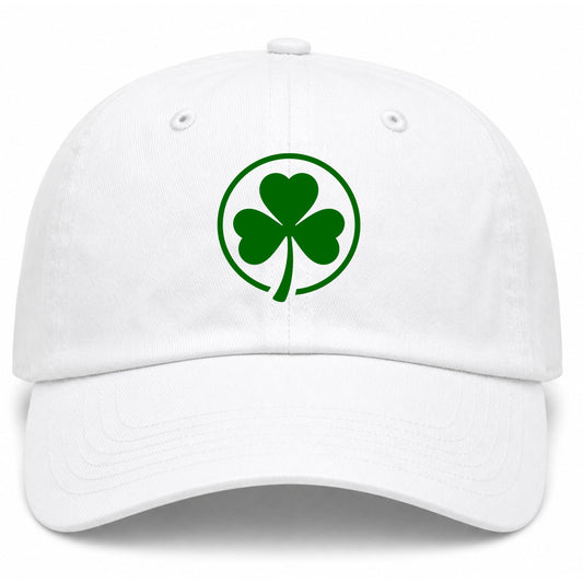 White Irish Shamrock Logo Golf Dad Hat