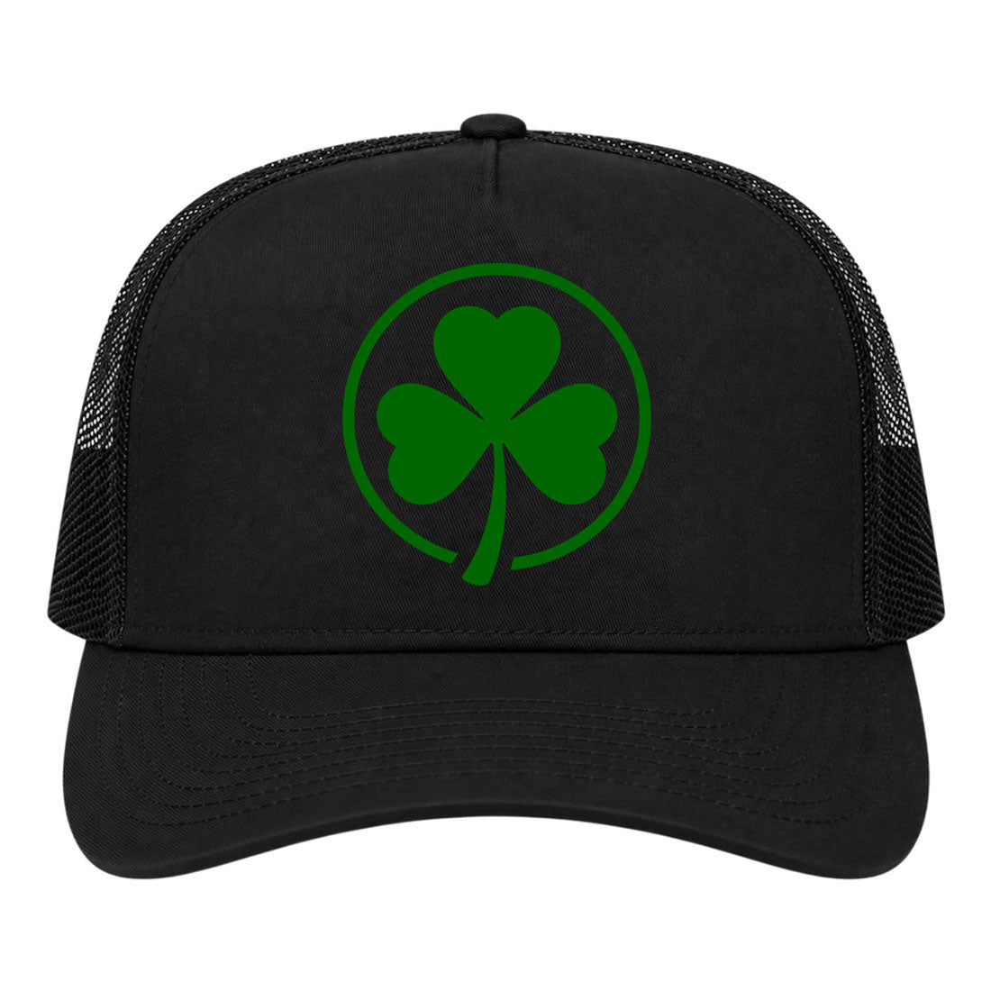 Black Irish Shamrock Logo Golf Trucker Hat
