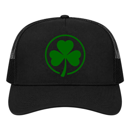 Black Irish Shamrock Logo Golf Trucker Hat