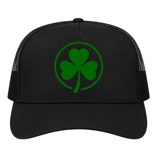 Black Irish Shamrock Logo Golf Trucker Hat