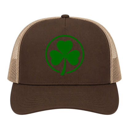 Brown Irish Shamrock Logo Golf Trucker Hat