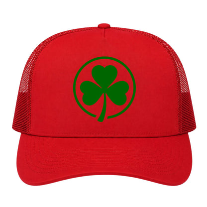 Red Irish Shamrock Logo Golf Trucker Hat
