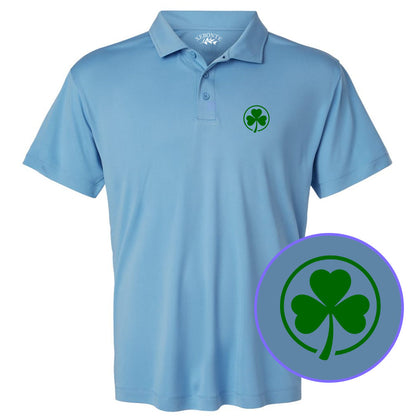 Carolina Blue Irish Shamrock Logo Men's Golf Polo Shirt