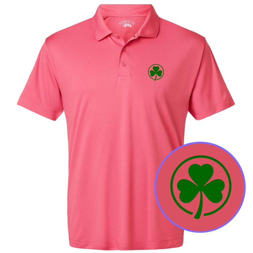 Pink Irish Shamrock Logo Men's Golf Polo Shirt