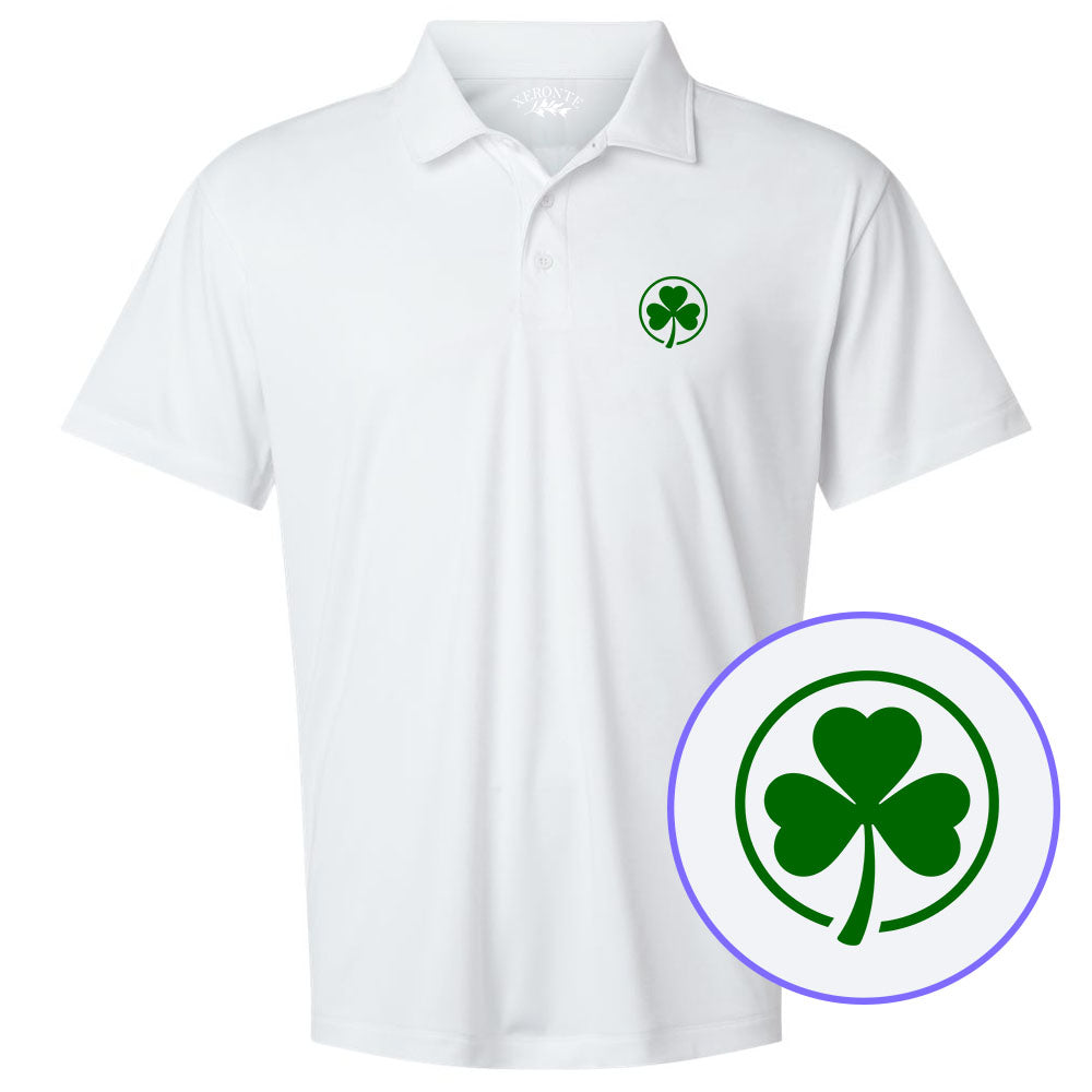 White Irish Shamrock Logo Men's Golf Polo Shirt