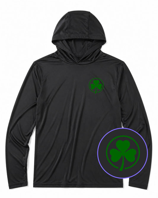 Black Irish Shamrock Logo Men's Lightweight Performance Golf Hoodie