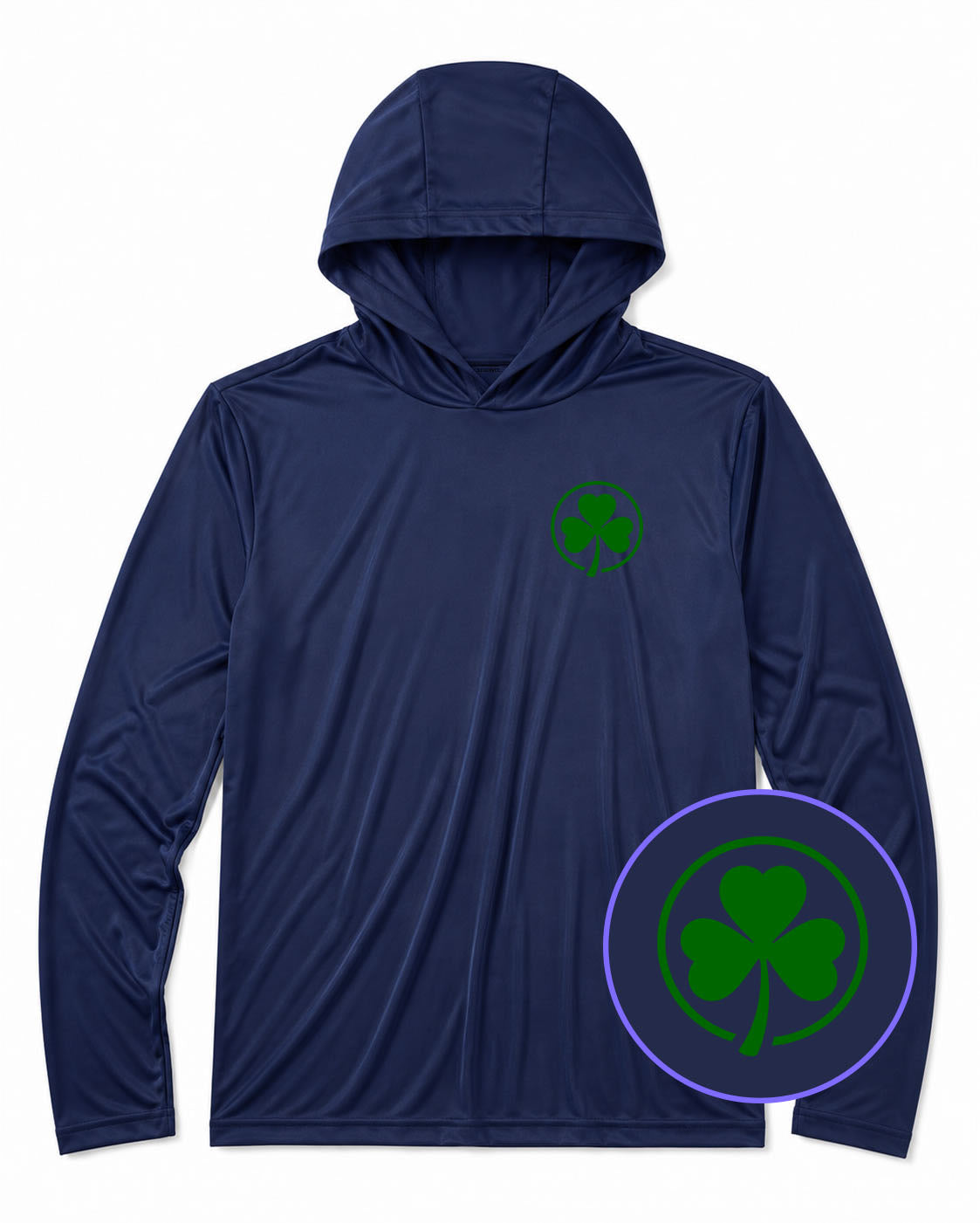 Navy Blue Irish Shamrock Logo Men's Lightweight Performance Golf Hoodie