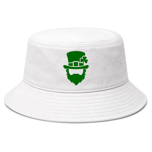 White Leprechaun Shamrock Golf Bucket Hat