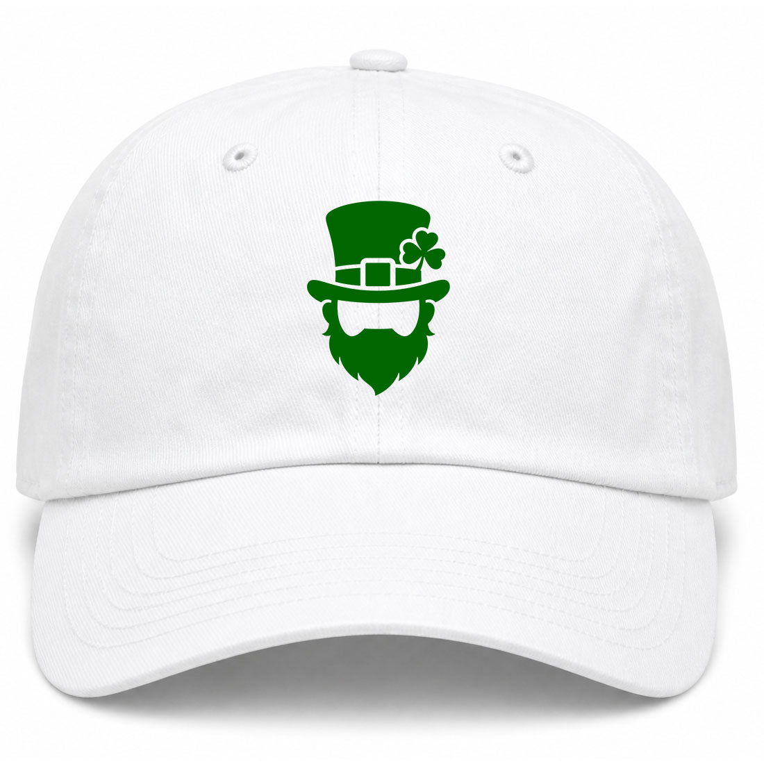 White Leprechaun Shamrock Golf Dad Hat