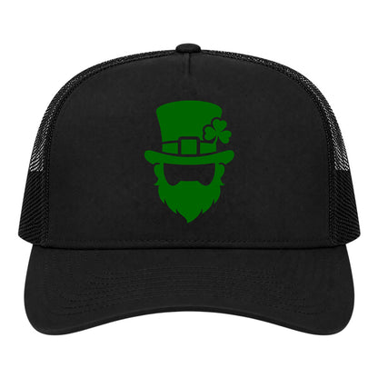 Black Leprechaun Shamrock Golf Trucker Hat