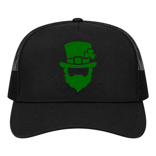 Black Leprechaun Shamrock Golf Trucker Hat