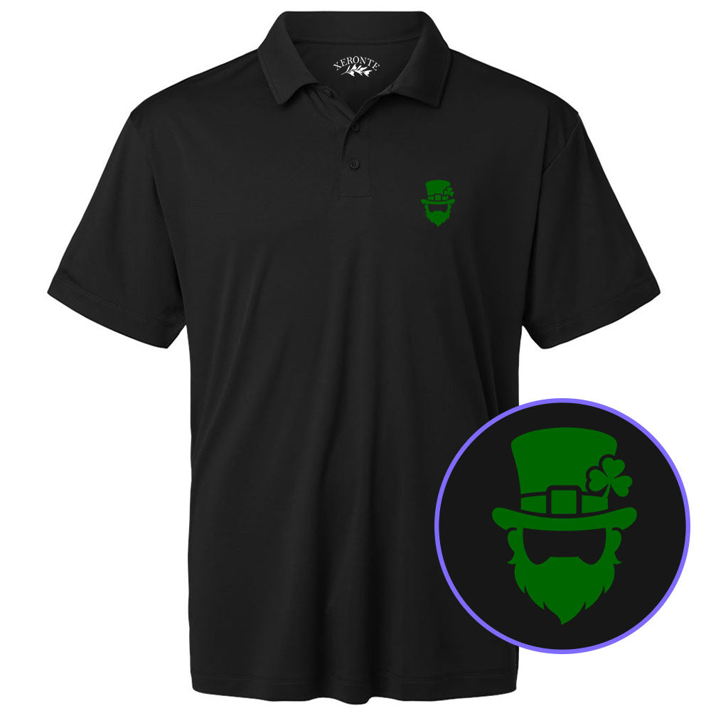 Black Leprechaun Shamrock Men's Golf Polo Shirt