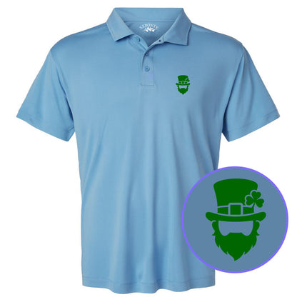 Carolina Blue Leprechaun Shamrock Men's Golf Polo Shirt