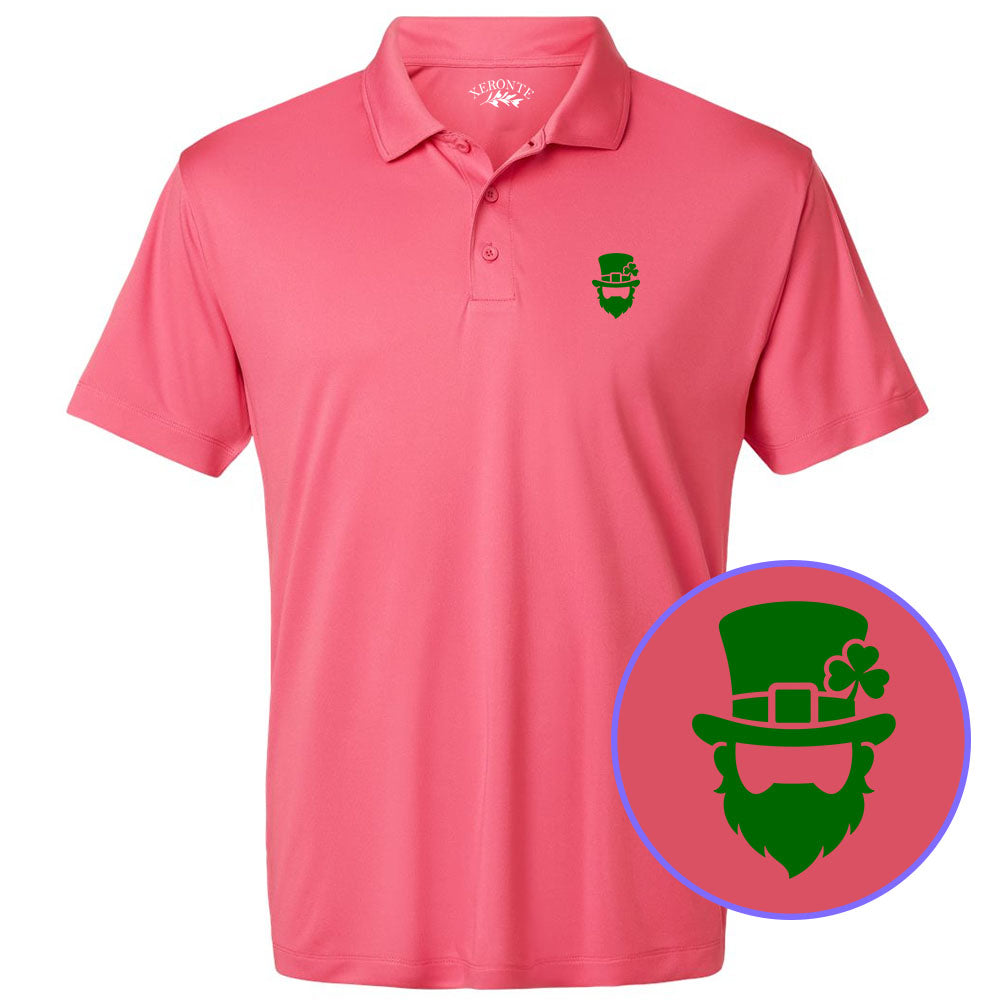 Pink Leprechaun Shamrock Men's Golf Polo Shirt