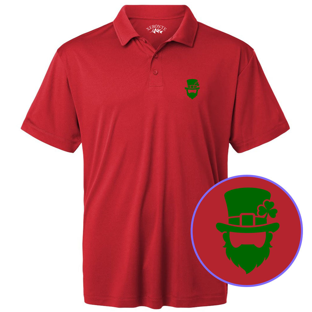 Red Leprechaun Shamrock Men's Golf Polo Shirt