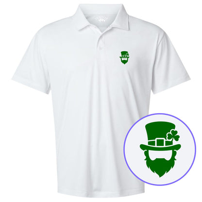 White Leprechaun Shamrock Men's Golf Polo Shirt
