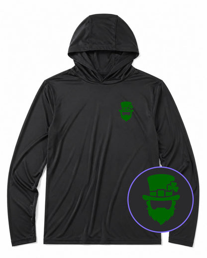 Black Leprechaun Shamrock Men's Lightweight Performance Golf Hoodie