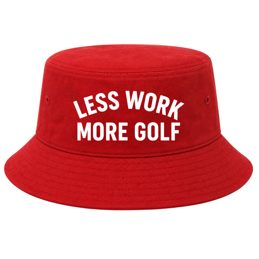 Red Less Work More Golf Bucket Hat