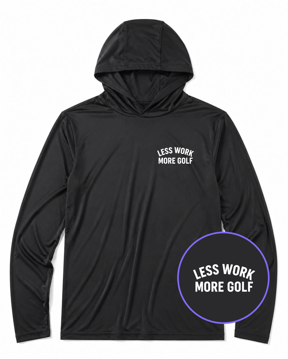 Black Less Work More Golf Men's Lightweight Performance Golf Hoodie
