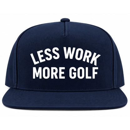 Navy Blue Less Work More Golf Snapback Hat