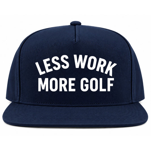 Navy Blue Less Work More Golf Snapback Hat