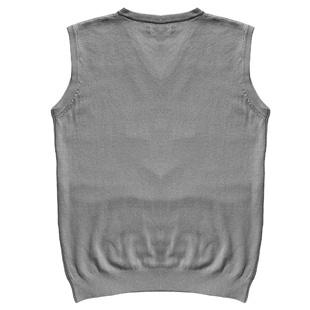 Solid Light Grey Mens V-Neck Sweater Vest Back