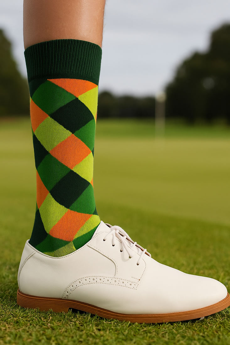 Lime Green & Orange Golf Socks for Men
