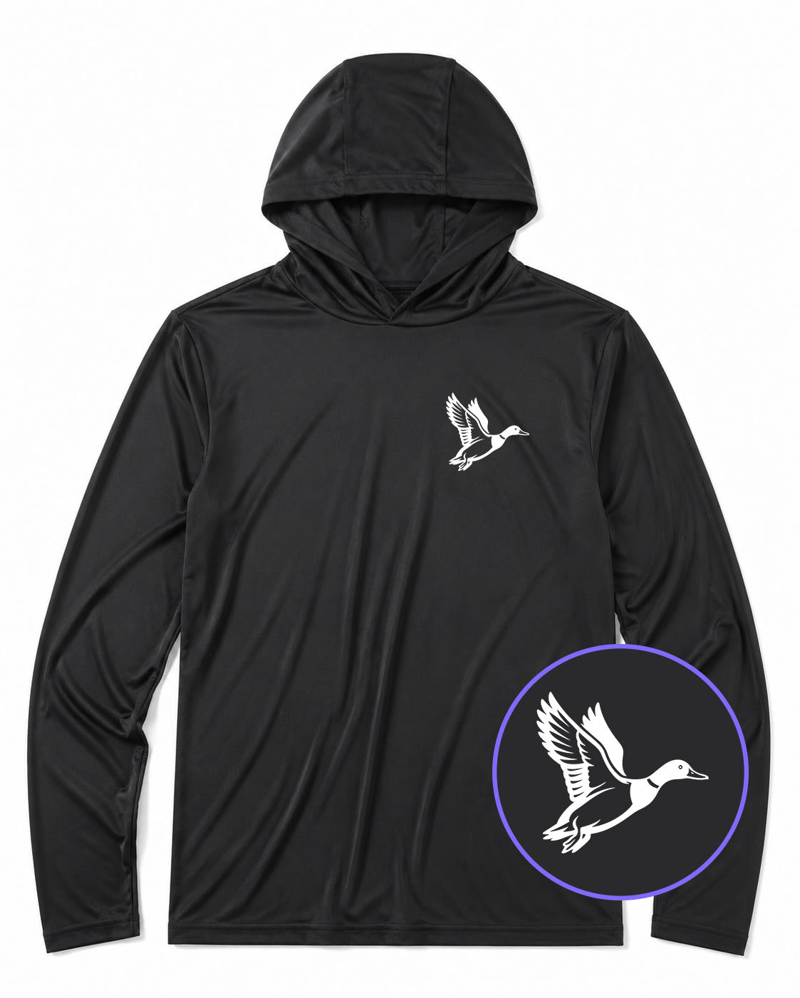 Black Mallard Duck Men's Lightweight Performance Golf Hoodie