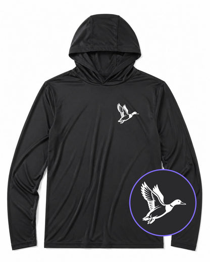 Black Mallard Duck Men's Lightweight Performance Golf Hoodie