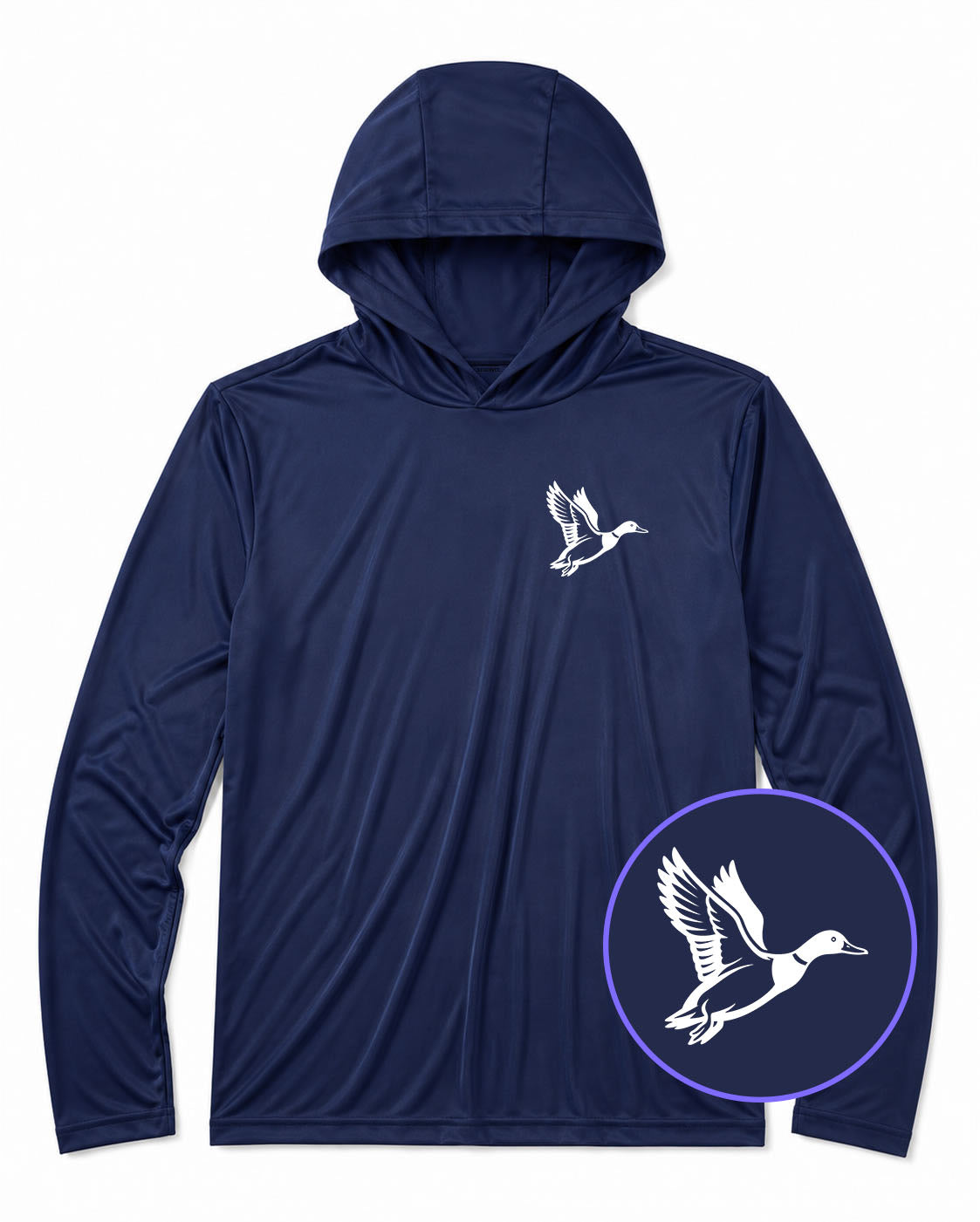 Navy Blue Mallard Duck Men's Lightweight Performance Golf Hoodie