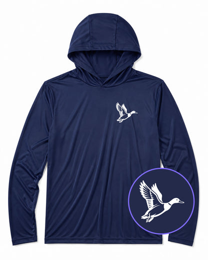 Navy Blue Mallard Duck Men's Lightweight Performance Golf Hoodie