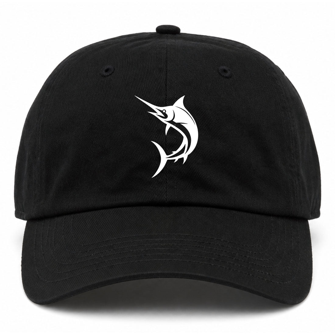 Black Marlin Fish Golf Dad Hat