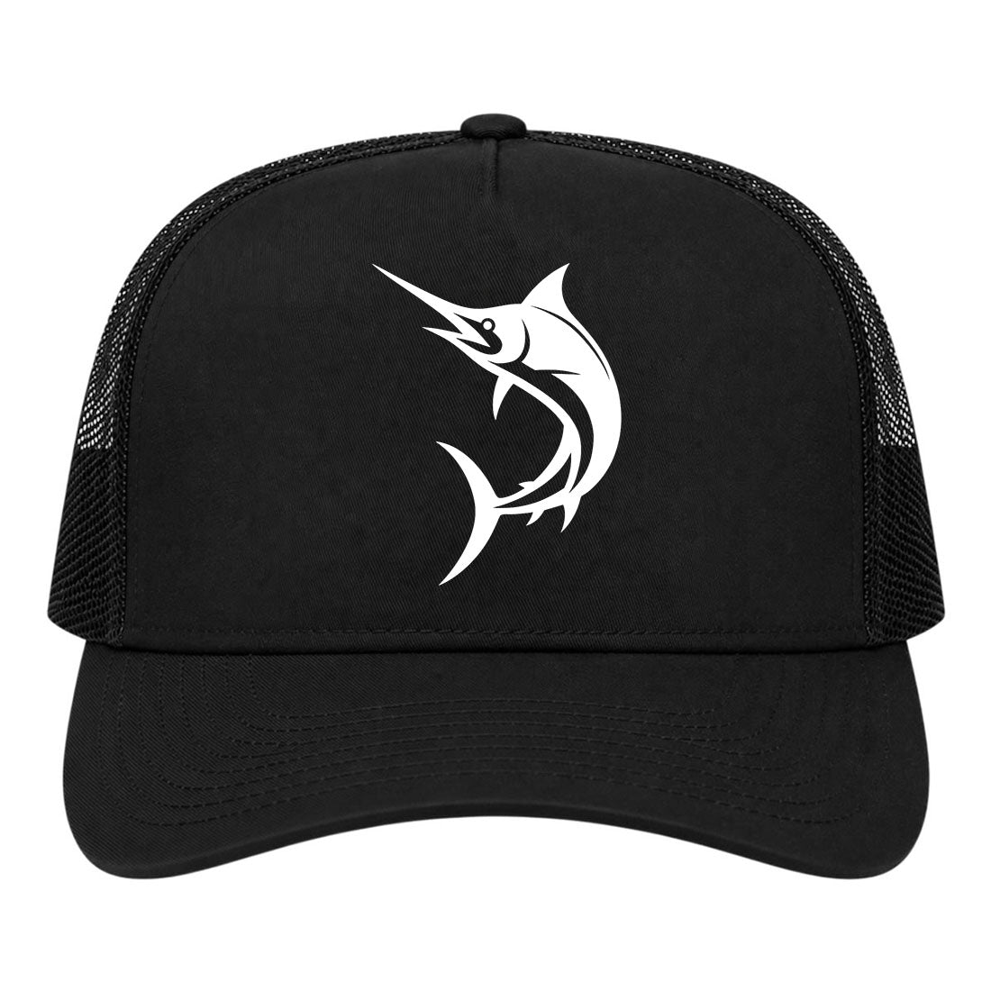 Black Marlin Fish Golf Trucker Hat