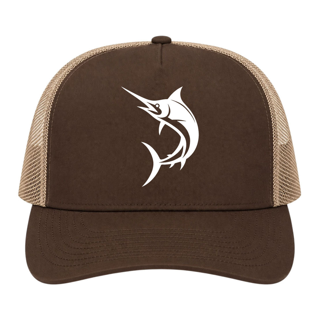 Brown Marlin Fish Golf Trucker Hat