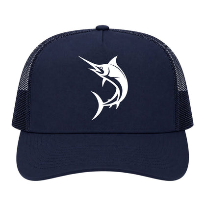 Navy Blue Marlin Fish Golf Trucker Hat