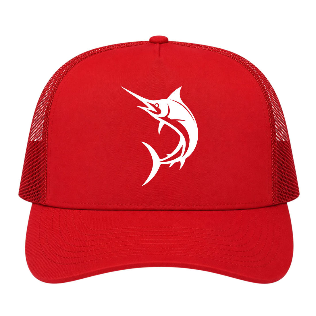 Red Marlin Fish Golf Trucker Hat