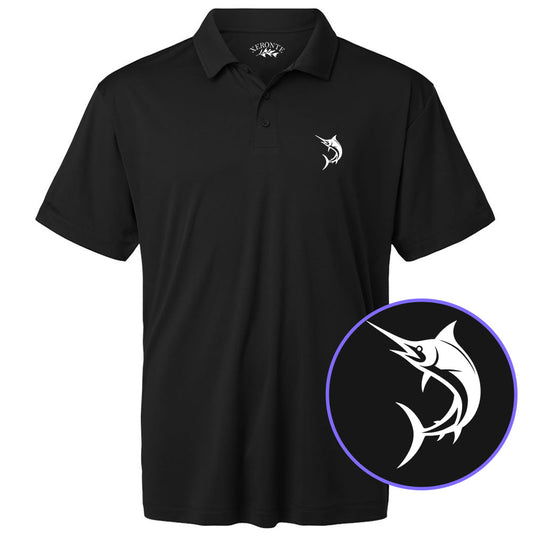 Black Marlin Fish Men's Golf Polo Shirt