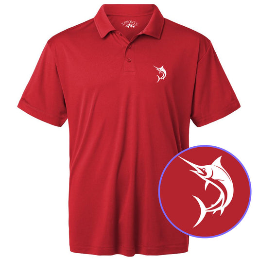 Red Marlin Fish Men's Golf Polo Shirt