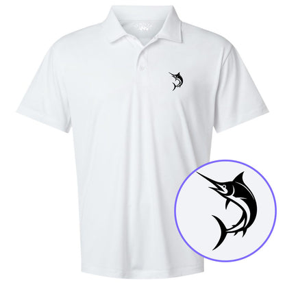 White Marlin Fish Men's Golf Polo Shirt